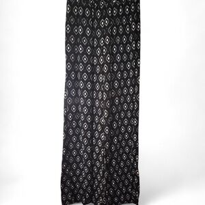 Joe Benbasset Black Palazzo Pants Flowy with White Geometric Print